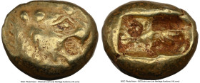 LYDIAN KINGDOM. Alyattes or Walwet (ca. 610-546 BC). EL third-stater or trite (13mm, 4.69 gm). NGC Choice Fine 4/5 - 4/5. Lydo-Milesian standard, Sard...