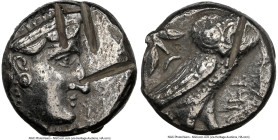 MESOPOTAMIA. Mazaces (c.331-322 BC). AR tetradrachm (20mm, 16.85 gm, 10h). NGC XF 4/5 - 1/5, test cuts Imitating Athens. Head of Athena right, wearing...