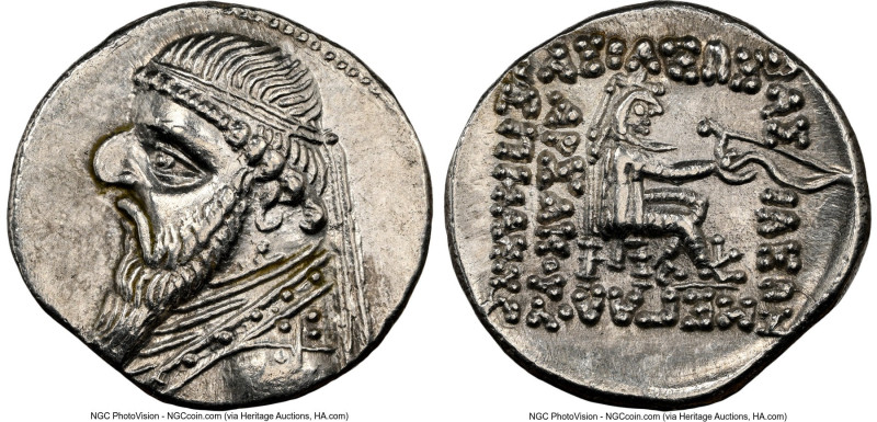 PARTHIAN KINGDOM. Mithradates II (ca. 121-91 BC). AR drachm (19mm, 12h). NGC Cho...