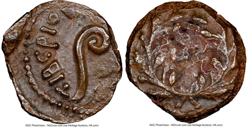 JUDAEA. Roman Procurators. Pontius Pilate (AD 26-36). AE prutah (15mm, 9h). NGC ...