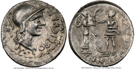 Cnaeus Pompeius Junior (46-45 BC). AR denarius (18mm, 3.90 gm, 5h). NGC Choice XF 4/5 - 3/5, light scratches. Uncertain mint in Spain (Corduba), summe...