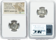 Nerva (AD 96-98). AR denarius (18mm, 3.52 gm, 6h). NGC XF 5/5 - 4/5. Rome, AD 97. IMP NERVA CAES AVG-P M TR P COS II P P, laureate head of Nerva right...