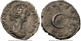 Faustina Junior (AD 147-175/6). AR denarius (17mm, 3h). NGC Choice XF. Rome, AD 176-180. DIVA FAV-STINA PIA, draped bust of Faustina Junior right, hai...