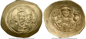 Michael VII Ducas (AD 1071-1078). AV/EL histamenon nomisma scyphate (29mm, 4.41 gm, 6h). NGC Choice XF 4/5 - 4/5. Constantinople. Bust of Christ facin...