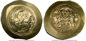 Michael VII Ducas (AD 1071-1078). AV/EL histamenon nomisma scyphate (29mm, 4.43 gm, 6h). NGC Choice XF 4/5 - 3/5, light graffito. Constantinople. Bust...