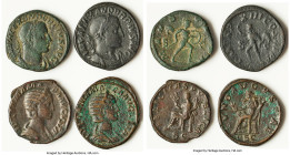 ANCIENT LOTS. Roman Imperial. Lot of four (4) AE sestertii. Choice Fine-VF. Includes: Four Roman Imperial AE sestertii, different rulers and various t...