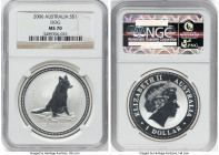 Elizabeth II Pair of Certified silver Dollars (1 oz) MS70 NGC 1) "Year of the Dog" Dollar 2006, KM1882 2) "Wedge-Tailed Eagle" Dollar 2016-P, KM2219 H...