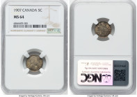 Edward VII "Narrow Date" 5 Cents 1907 MS64 NGC, London mint, KM13. HID09801242017 © 2024 Heritage Auctions | All Rights Reserved