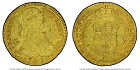 Charles IV gold 8 Escudos 1797 P-JF AU Details (Planchet Flaw) PCGS, Popayan mint, KM62.2, Cal-1515 (Prev. Cal-76). Obverse laminations. HID0980124201...