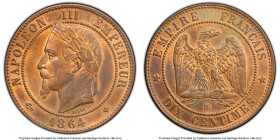 Pair of Certified Assorted Issues, 1) Napoleon III 10 Centimes 1864-BB - MS64 Red and Brown PCGS, Strasbourg mint, KM798.2, Gad-253, F-134 2) Louis XV...
