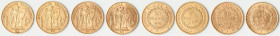 Republic 4-Piece Lot of Uncertified gold 20 Francs, 1) 20 Francs 1875-A - XF. 21.1mm. 6.44gm 2) 20 Francs 1875-A - XF. 21.1mm. 6.43gm 3) 20 Francs 189...