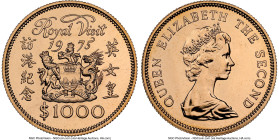 British Colony. Elizabeth II gold "Royal Visit" 1000 Dollars 1975 MS67 NGC, Royal mint, KM38, Fr-1. Visit of Queen Elizabeth. HID09801242017 © 2024 He...