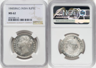 British India. Victoria Rupee 1840-(b & c) MS62 NGC, Calcutta mint, KM458.2, S&W-3.33. W.W. raised, 28 berries, large diamonds. HID09801242017 © 2024 ...