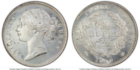 British India. Victoria Rupee 1840-(b & c) MS61 PCGS, Calcutta mint, KM-458.2, S&W-3.33. W.W. raised, 28 berries, large diamonds. HID09801242017 © 202...