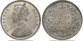 British India. Victoria Pair of Certified Rupees 1862-(b) NGC, 1) Rupee 1862-(b) - MS63 2) Rupee 1862-(b) - MS62 Bombay mint, KM473.1. HID09801242017 ...