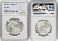 British India. George V Rupee 1918-(b) MS63 NGC, Bombay mint, KM524, S&W-8.43. HID09801242017 © 2024 Heritage Auctions | All Rights Reserved
