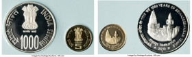 Republic 2-Piece Uncertified "1000 Years of Brihadeeswarar Temple" Proof Set 2010 UNC, Bombay mint, KM-PS120. Includes (1) silver 1000 Rupees and (1) ...