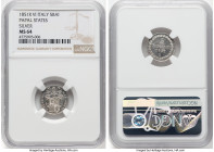 Papal States Pair of Certified silver Minors NGC, 1) Pius IX 5 Baiocchi Anno VI (1851)-R - MS64 NGC, Rome mint, KM1341a. Top Grade Certified 2) Clemen...