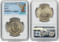Estados Unidos 4-Pice Lot of Certified Pesos NGC, 1) Peso 1932-M - MS64. Open 9 2) Peso 1933-M - MS64 3) Peso 1938-M - MS64 4) Peso 1944-M - MS65 Mexi...