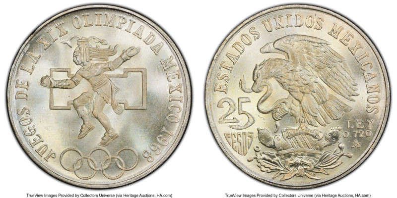 Estados Unidos "Mexico City Olympics" 25 Pesos 1968-Mo MS68 PCGS, Mexico City mi...