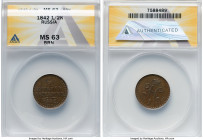Nicholas I 1/2 Kopeck 1842-СПM MS63 Brown ANACS, Izhora mint, KM-C142.2. HID09801242017 © 2024 Heritage Auctions | All Rights Reserved