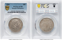 3-Piece Lot of Certified Assorted Issues PCGS, 1) Philippines: Spanish Colony. Alfonso XII 50 Centimos 1885 - AU58, Manila mint, KM150 2) Straits Sett...