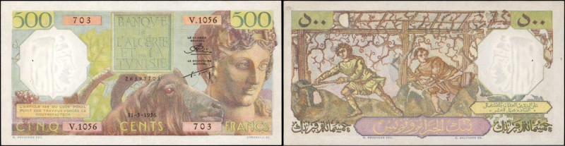ALGERIA. Banque de l'Algerie et de la Tunisie. 500 Francs, 1956. P-106a. Very Fi...