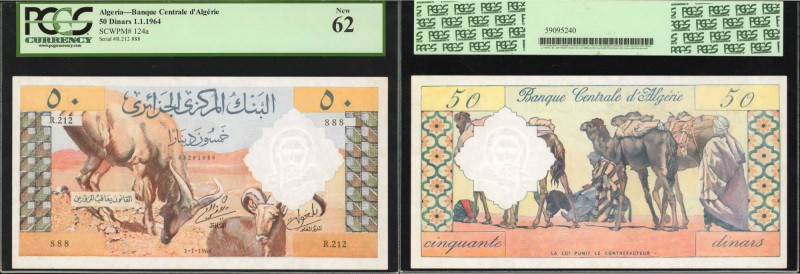 ALGERIA. Banque Centrale d'Algerie. 50 Dinars, 1964. P-124a. PCGS Currency New 6...