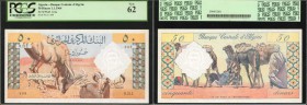 ALGERIA. Banque Centrale d'Algerie. 50 Dinars, 1964. P-124a. PCGS Currency New 62.

An appealing note with strong color and nearly original paper. J...