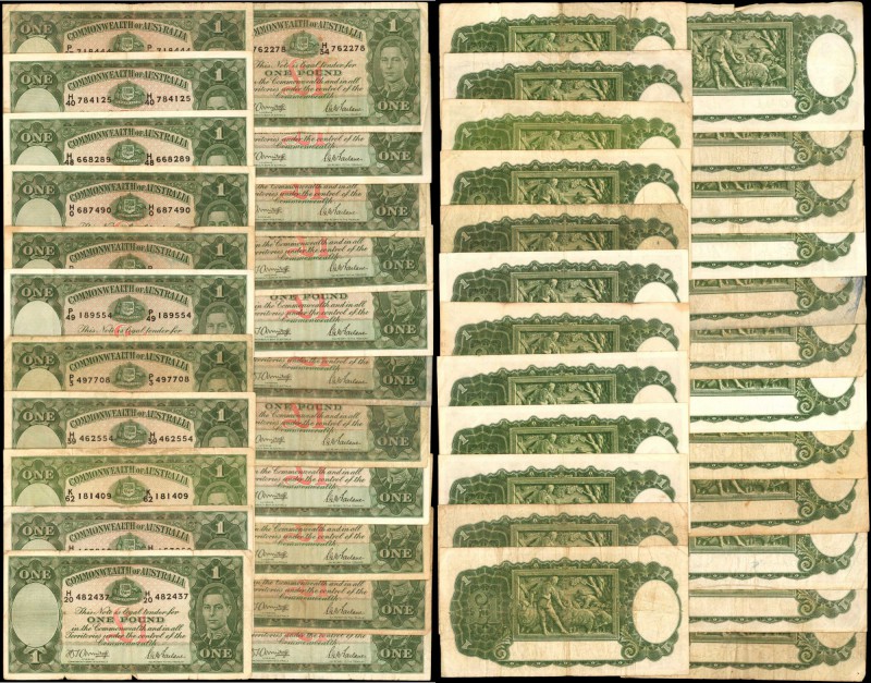 AUSTRALIA. Commonwealth Bank of Australia. 1 Pound, (1938-52). P-26a & 26b. Very...
