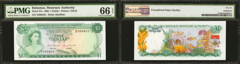 BAHAMAS. Bahamas Monetary Authority. 1 Dollar, 1968. P-27a. PMG Gem Uncirculated...