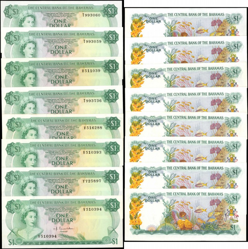 BAHAMAS. Central Bank of the Bahamas. 1 Dollar, 1974. P-35a. Mixed Grades.

8 ...