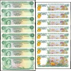 BAHAMAS. Central Bank of the Bahamas. 1 Dollar, 1974. P-35a. Mixed Grades.

8 pieces in lot. 3 UNC examples, 3 VF examples, and 2 that border AU/UNC...