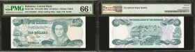 BAHAMAS. Central Bank of the Bahamas. 10 Dollars, 1974 (ND 1984). P-46b. PMG Gem Uncirculated 66 EPQ.

Printed by TDLR. A 10 Dollar Central Bank of ...
