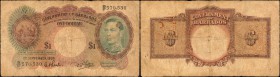BARBADOS. Government of Barbados. 1 Dollar, 1939. P-2b. Very Good.

A very hard note to find in higher grades . Overall nice appeal for the grade wi...