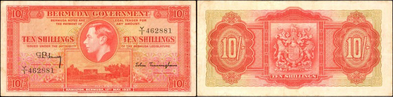 BERMUDA. Bermuda Government. 10 Shillings, 1937. P-10b. Very Fine.

Even circu...