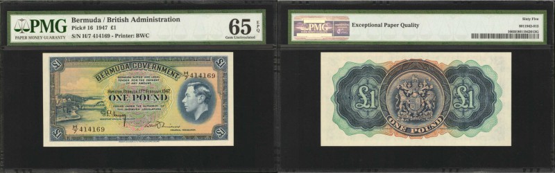 COLOMBIA. British Administration. 1 Pound, 1947. P-16. PMG Gem Uncirculated 65 E...