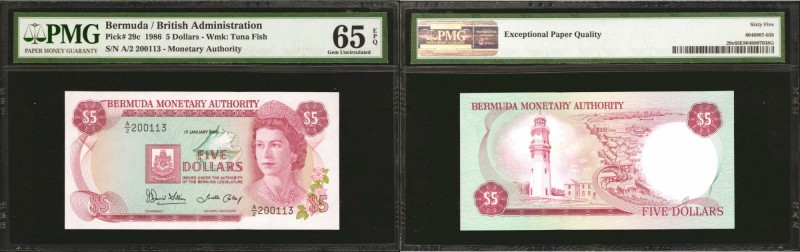 BERMUDA. Bermuda Monetary Authority. 5 Dollars, 1986. P-29c. PMG Gem Uncirculate...