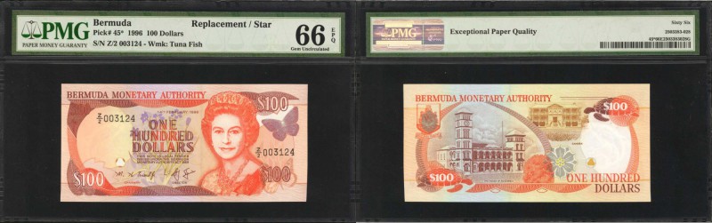 BERMUDA. Bermuda Monetary Authority. 100 Dollars, 1996. P-45. Replacements. PMG ...