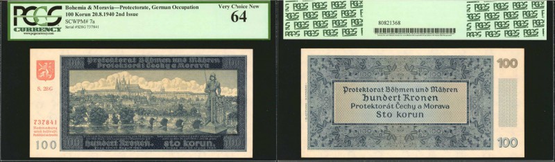 BOHEMIA. Protektorat Bohmen und Mahren. 100 Korun, 1940. P-7a. PCGS Currency Ver...