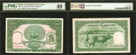 BURMA. Government of the Union. 100 Rupees, 1948 (ND 1950). P-37. PMG Extremely Fine 40.

A scarce Peacock 100 Rupees note that shows here with bett...