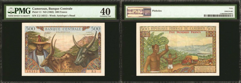 CAMEROON. Banque des Etats de l'Afrique Centrale. 500 Francs, ND (1962). P-11. P...