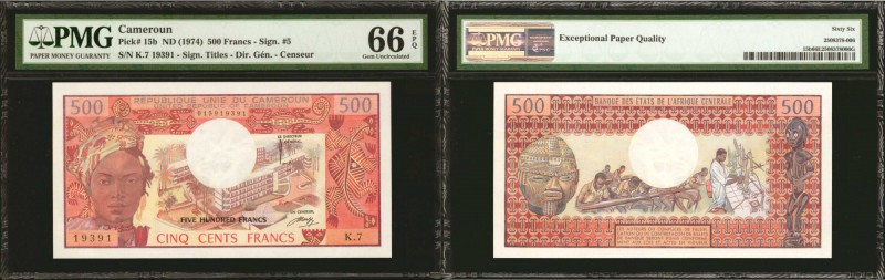 CAMEROON. Banque des Etats de l'Afrique Centrale. 500 Francs, ND (1974). P-15b. ...