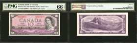 CANADA. Bank of Canada. 10 Dollars, 1954. BC-32b. PMG Gem Uncirculated 66 EPQ.

Gem examples of these Devil's Face notes are always in demand. This ...