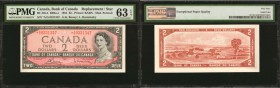 CANADA. Bank of Canada. 2 Dollars, 1954. BC-38cA. Replacement. PMG Choice Uncirculated 63 EPQ.

Replacement. A 1954 Modified Deuce with eye popping ...