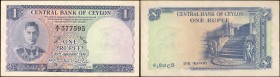 CEYLON. Central Bank of Ceylon. 1 Rupee, 1951. P-47. About Uncirculated.

A full house serial number adorns this beautiful small size One Rupee. Mil...