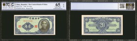 CHINA--REPUBLIC. Central Bank of China. 20 Cents, 1940. P-227a. PCGS GSG Gem Uncirculated 65 OPQ.

A Central Bank of China 20 Cent note in Gem Uncir...