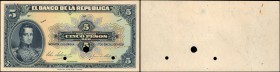 COLOMBIA. Republica de Colombia. 5 Pesos Oro. January 1, 1926. P-373. Face and Back Specimen Proofs.

2 pieces in lot. Pair of uniface impressions (...