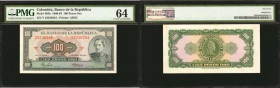 COLOMBIA. Banco de la Republica. 20 Pesos, 50 Pesos Oro & 100 Pesos Oro. 1947-1967. Uncirculated Issued Notes.

5 pieces in lot. Five different issu...