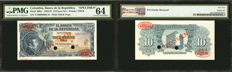 COLOMBIA. Banco de la Republica. 10 Pesos Oro. January 1, 1953, January 1, 1958,...